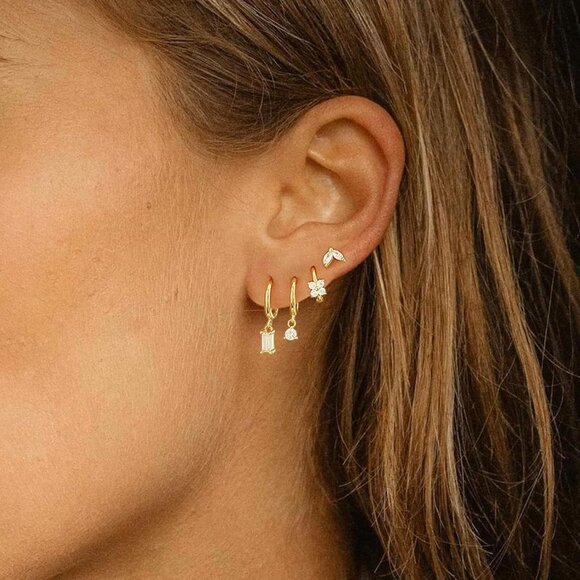 Hoop Earrings Set for Women Dainty Small Hoop Earrings 14K Gold/Silver Plated - Picture 2 of 7